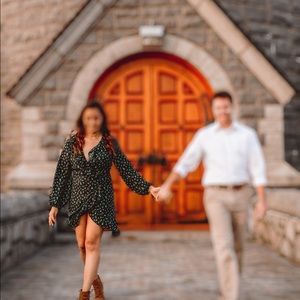 Midi long sleeves green wrap dress